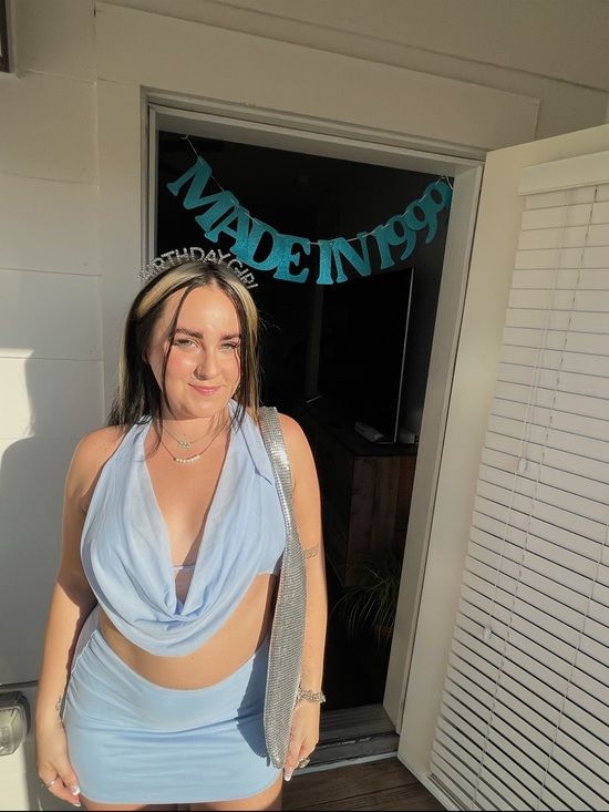 Other - Oh Polly Light Blue Drape Front Crop Top & Mini Skirt Co-ord Set